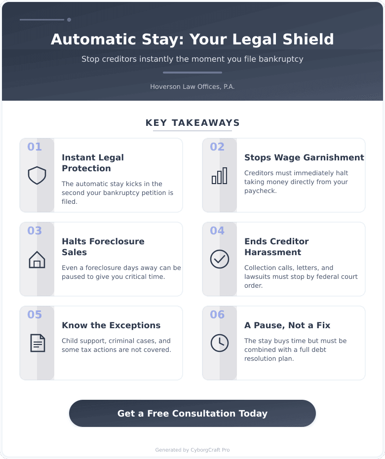 Infographic: Red Flags That Mean You Need the Automatic Stay Protection Immediately - Key concepts and takeaways